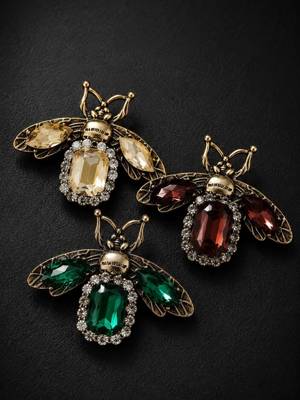 Gold-Tone Bee Brooch with Garnet Red Crystals - Picture 4 of 6